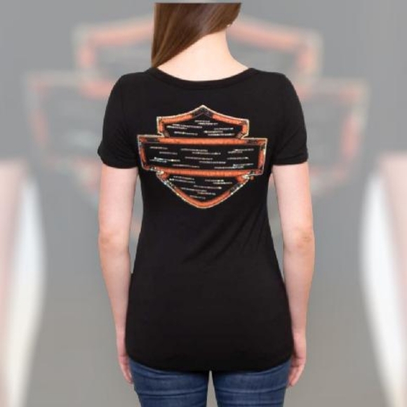 Women's Harley Davidson Short Sleeve Bling T-Shirt - Picture 3 of 9